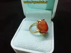 انگشتر برنجی با نگین سنگ طرح 05 حاشیه دار به رنگ عسلی در فروشگاه پیام کالا