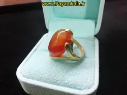 انگشتر برنجی با نگین سنگ طرح 05 حاشیه دار به رنگ عسلی در فروشگاه پیام کالا