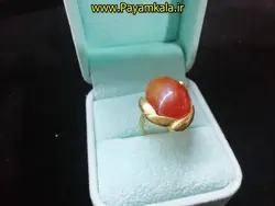 انگشتر برنجی با نگین سنگ طرح 05 حاشیه دار به رنگ عسلی در فروشگاه پیام کالا