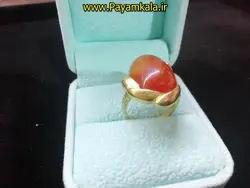 انگشتر برنجی با نگین سنگ طرح 05 حاشیه دار به رنگ عسلی در فروشگاه پیام کالا