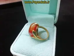 انگشتر برنجی با نگین سنگ طرح 05 حاشیه دار به رنگ عسلی در فروشگاه پیام کالا