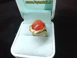 انگشتر برنجی با نگین سنگ طرح 05 حاشیه دار به رنگ عسلی در فروشگاه پیام کالا