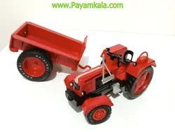 ماکت فلزی تراکتور با یدک کش (KDW 1:18) قرمز