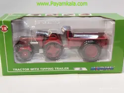 ماکت فلزی تراکتور با یدک کش (KDW 1:18) قرمز