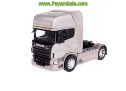 ماکت تریلی اسکانیا (SCANIA R730 BY WELLY) تک محور بژ