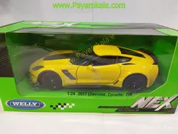 ماکت ماشین فلزی کروت (1:24) (CHEVROLET CORVETTE Z06 2017 WELLY) زرد