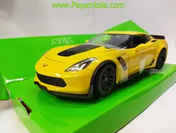ماکت ماشین فلزی کروت (1:24) (CHEVROLET CORVETTE Z06 2017 WELLY) زرد
