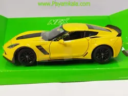 ماکت ماشین فلزی کروت (1:24) (CHEVROLET CORVETTE Z06 2017 WELLY) زرد