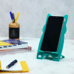 پایه فانتزی رومیزی موبایل طرح گربه سبز خندان