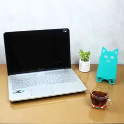 پایه فانتزی رومیزی موبایل طرح گربه سبز خندان