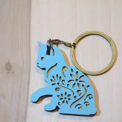 جاکلیدی چوبی رابو طرح گربه جنگلی