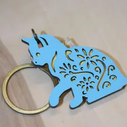 جاکلیدی چوبی رابو طرح گربه جنگلی