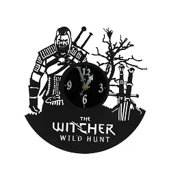 ساعت دیواری طرح گرامافون مدل بازی محبوب The Witcher