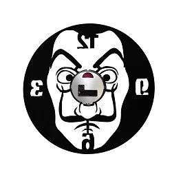 ساعت دیواری طرح گرامافون مدل سریال محبوب مانی هیست (Money Heist)