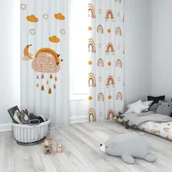 پرده اتاق کودک طرح رنگین کمان کد R04