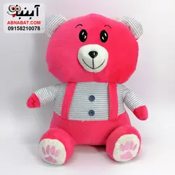 عروسک خرس لباس راه راه 30 سانت کد 1209