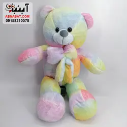 عروسک خرس آبرنگی پاپیون دار 70 سانت کد 1241