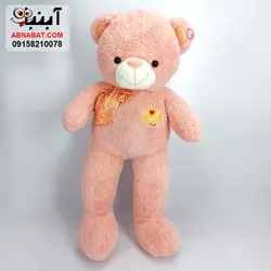 عروسک خرس 1 متری گلبهی پاپیون دار کد 1242