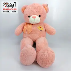 عروسک خرس 1 متری گلبهی پاپیون دار کد 1242