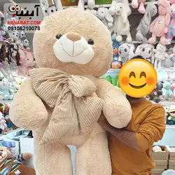 عروسک خرس کرمی پاپیون دار 150 سانت کد 1251