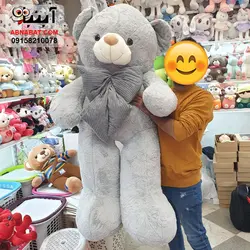 عروسک خرس طوسی پاپیون دار 150 سانت کد 1250
