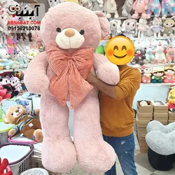 عروسک خرس صورتی پاپیون دار 150 سانت کد 1249