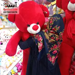 عروسک خرس قرمز کف پا لاو 140 سانت کد 1253