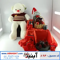 عروسک خرس سفید یک متری لباسدار کد894