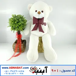 عروسک خرس سفید یک متری با پاپیون زرشکی کد901