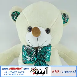 عروسک خرس سفید یک متری پاپیون پولکی