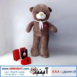 عروسک خرس قهوه ای یک متری شالگردن دار کد888