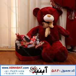 عروسک خرس زرشکی یک متری