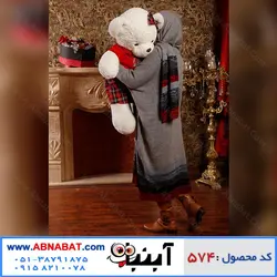 عروسک خرس بزرگ سفید با لباس قرمز 90 سانت