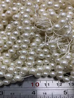 مروارید پلاستیکی کرم سایز 6