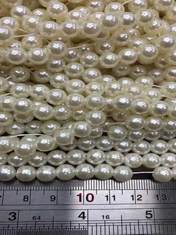 مروارید پلاستیکی کرم سایز 8