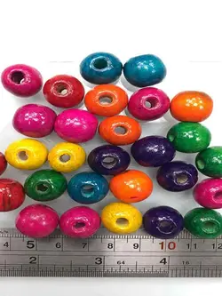 مهره چوبی رنگی گرد سایز 16