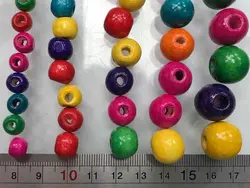 مهره چوبی رنگی گرد سایز 16