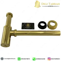 سیفون روشویی برنجی طلایی براق سنگین ساخت ترکیه
