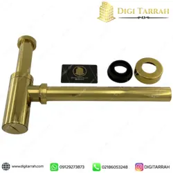 سیفون روشویی برنجی طلایی براق سنگین ساخت ترکیه
