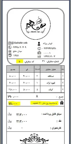 فیش 8 سانتی هلو ( کافه ) - تمدید پشتیبانی هلو - پشتیبانی آنلاین هلو - طراحی فاکتور هلو