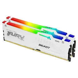رم دسکتاپ Kingston مدل FURY Beast DDR5 RGB White 32GB(16GBx2) 5200MHz CL40