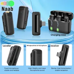 میکروفن حرفه ای بی‌سیم مدل J12 پورت Type-C و Lightning(تایپ سی و ایفون)(۲ میکروفون)
