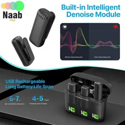 میکروفن حرفه ای بی‌سیم مدل J12 پورت Type-C و Lightning(تایپ سی و ایفون)(۲ میکروفون)