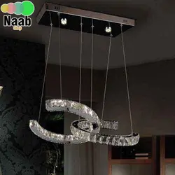 لوستر آویز مدرن کریستالی استیل طرح شنل CHANEL(وارداتی،گارانتی شرکتی)(۲ لاین کریستال)