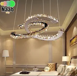 لوستر آویز مدرن کریستالی استیل طرح شنل CHANEL(وارداتی،گارانتی شرکتی)(۲ لاین کریستال)