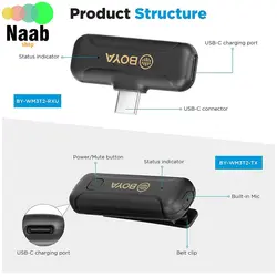 میکروفون یقه ای بی سیم بویا مدل BOYA BY-WM3T2-U2(تایپ سی و ۲ فرستنده)