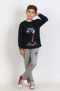 بلوز شلوار پسرانه طرح سفر موشکی | پوشاک کودکان هدهد