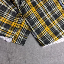 خرید عمده کاپشن چهارخونه نوک مدادی خردلی داخل خز | پوشاک کودکان هدهد