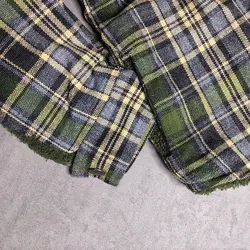 خرید عمده کاپشن چهارخونه طوسی سبز داخل خز | پوشاک کودکان هدهد