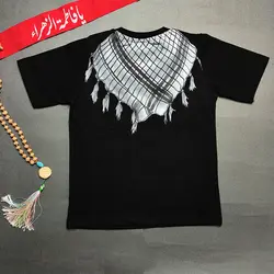خرید عمده تیشرت مشکی پسرانه طرح پلاک و چفیه لبیک یا مهدی (عج) برجسته بزرگ | بچگانه (9 تایی) | پوشاک کودکان هدهد